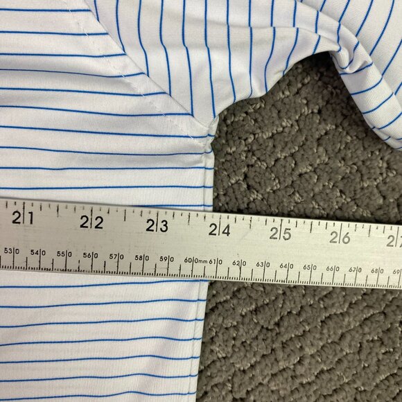 FootJoy Polo Golf Shirt Men's Large White Blue Stripe Striped Performance - Picture 9 of 10